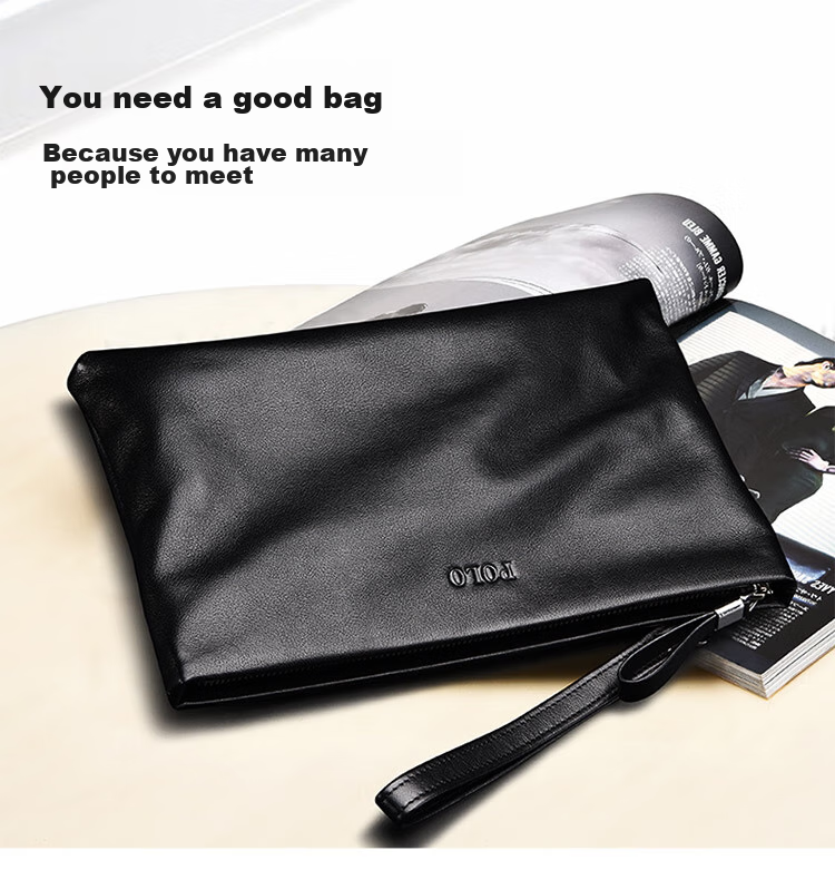 POLO Men's Handbag, Top-Grain Leather Clutch, Wallet, Cash Envelope Bag, Coin Purse, Birthday Gift for Boyfriend 1