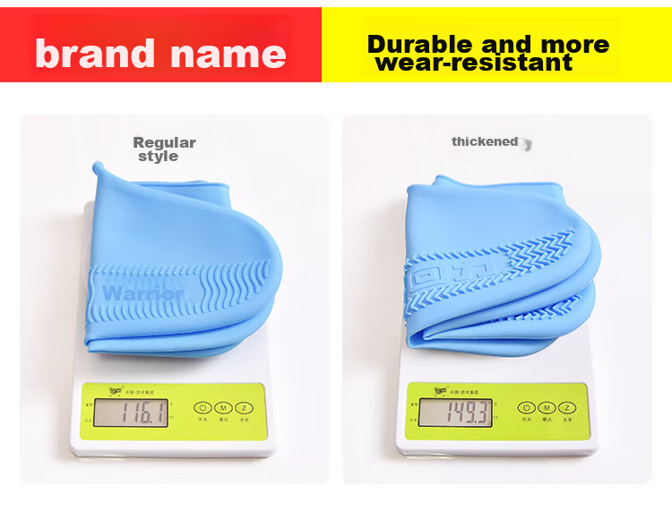 Huili Rain Shoe Covers for Men, Women And Children, Fashionable Thickened Portable Short Waterproof Rain Boots And Shoes 1001 Blue Thickened L 7