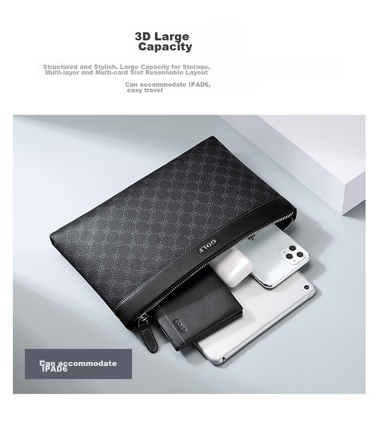 GOLF Men's Clutch Large Capacity Handbag with Multiple Card Slots Envelope Bag Long Wallet Gift for Boyfriend 6