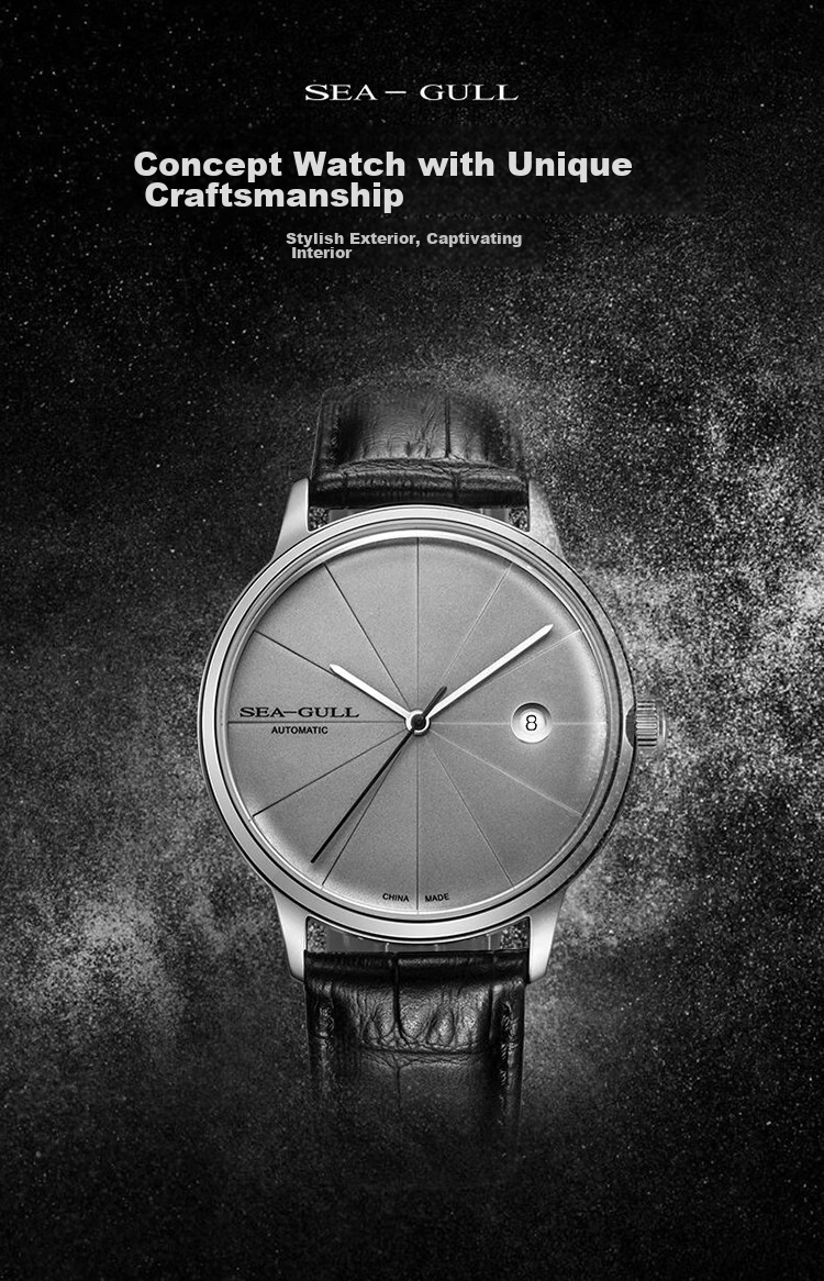 SEAGULL Men's Automatic Mechanical Watch, Bauhaus Date Display Men's Watch, Birthday Gift for Men, Model 6091 21