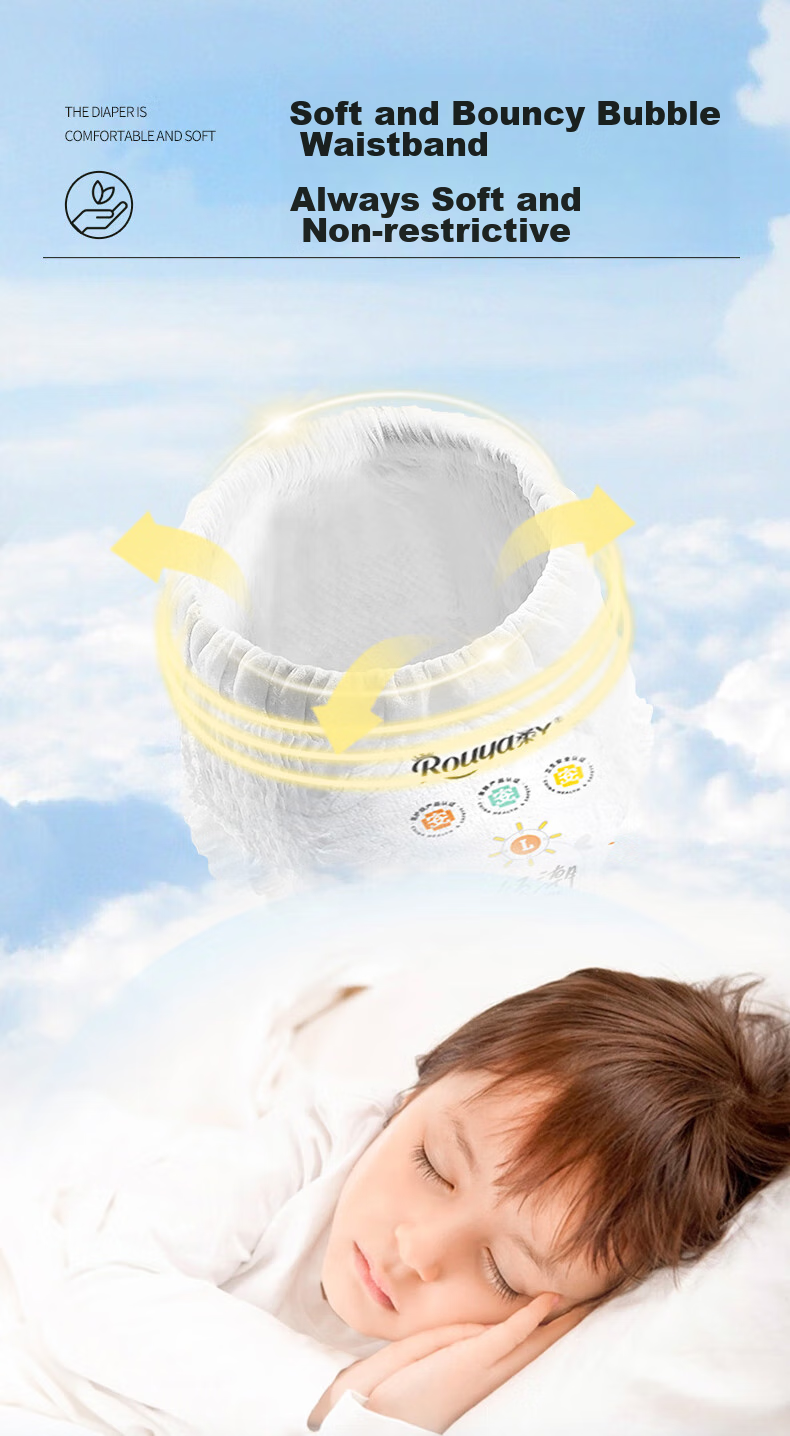 ROUYA Trendy Pull-Up Diapers, Size L, 66 Pieces, Ultra-Thin, Soft, Breathable, Dry, Disposable Diapers 3