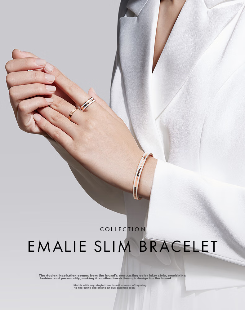 Daniel Wellington Satin White + Rose Gold Medium Open Bangle for Women DW067 Birthday Gift for Girlfriend 1