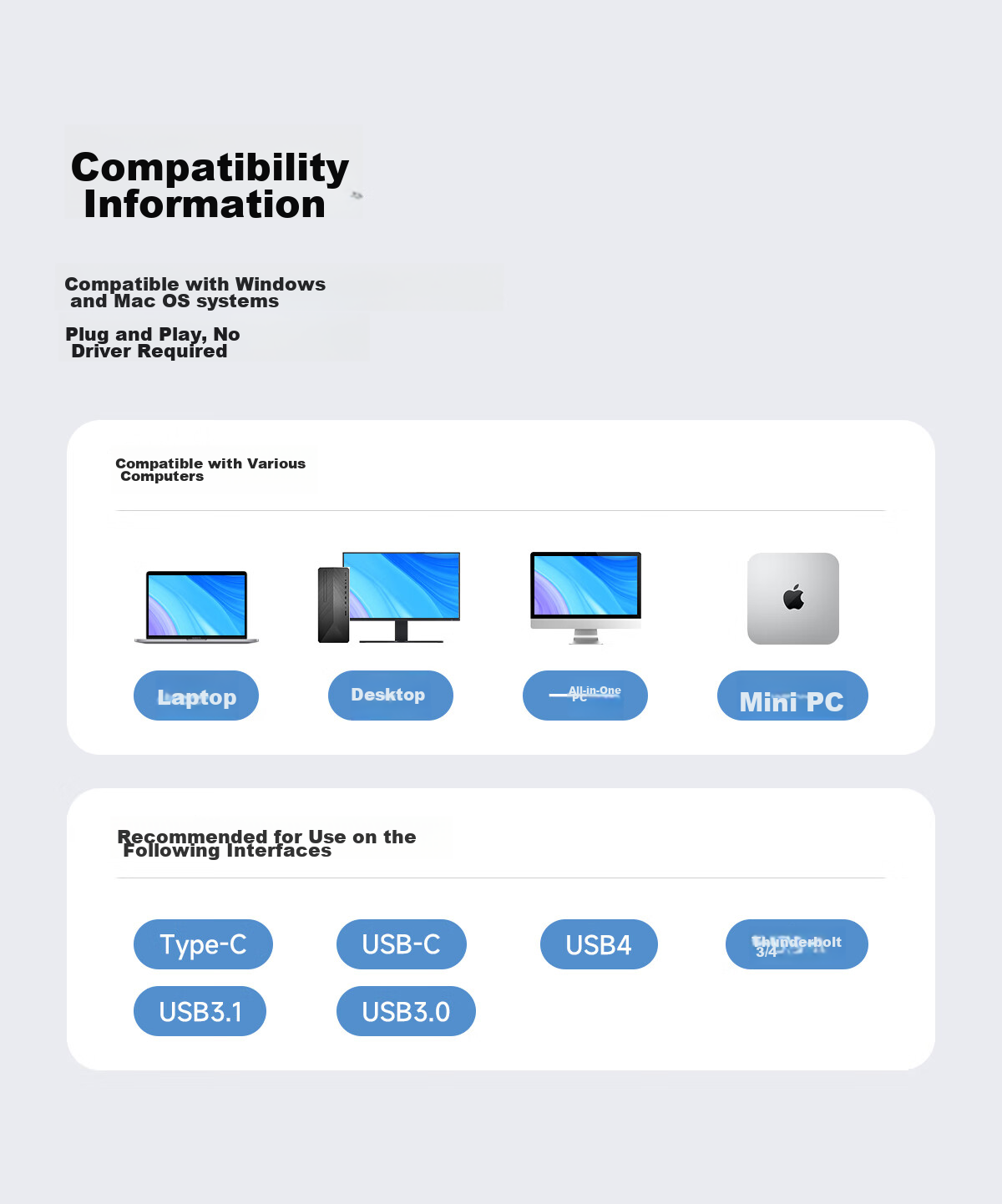 Hagibis Desktop Expansion Dock, Type-C Hub, USB Multi-Port Adapter, Hard Drive Enclosure, M.2 Thunderbolt 5/4 Compatible, Suitable for Apple Mac Laptops, HUB Splitter 27