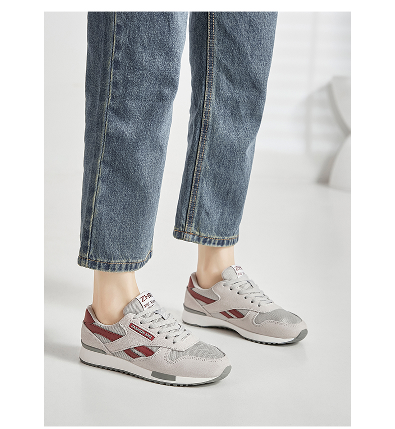 ZHR Women's Casual Shoes, Selected Cowhide Comfortable Versatile Women's Shoes, Classic INS Trendy Color-Block Sneakers for Women, Korean-Style Fashionable Lightweight Breathable Shoes for Women, AK60, Beige-Gray, Size 35 5