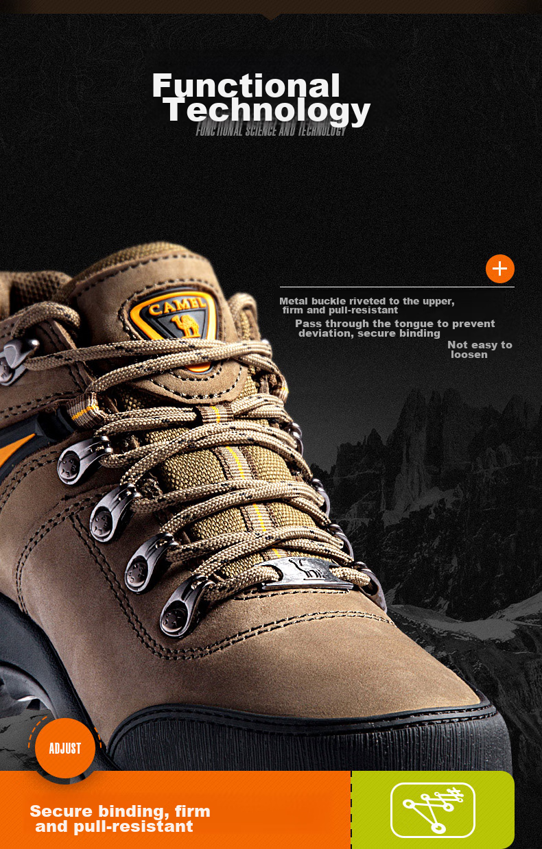 CAMEL Outdoor Hiking Shoes for Men, Durable Trekking Boots, Cowhide Outdoor Footwear A63202a6015 Army Green 38 3