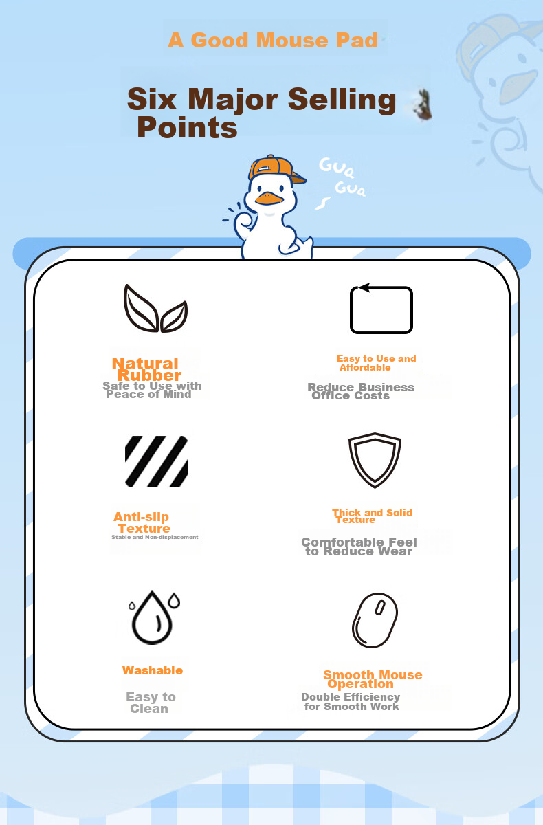 EXCO Work Hard Mouse Pad, Small Size for Girls, Anime Fans, Mini Lockable Edge, Cute Cartoon Design, Laptop Desk Pad, Washable, Add-On Item, 9441 3