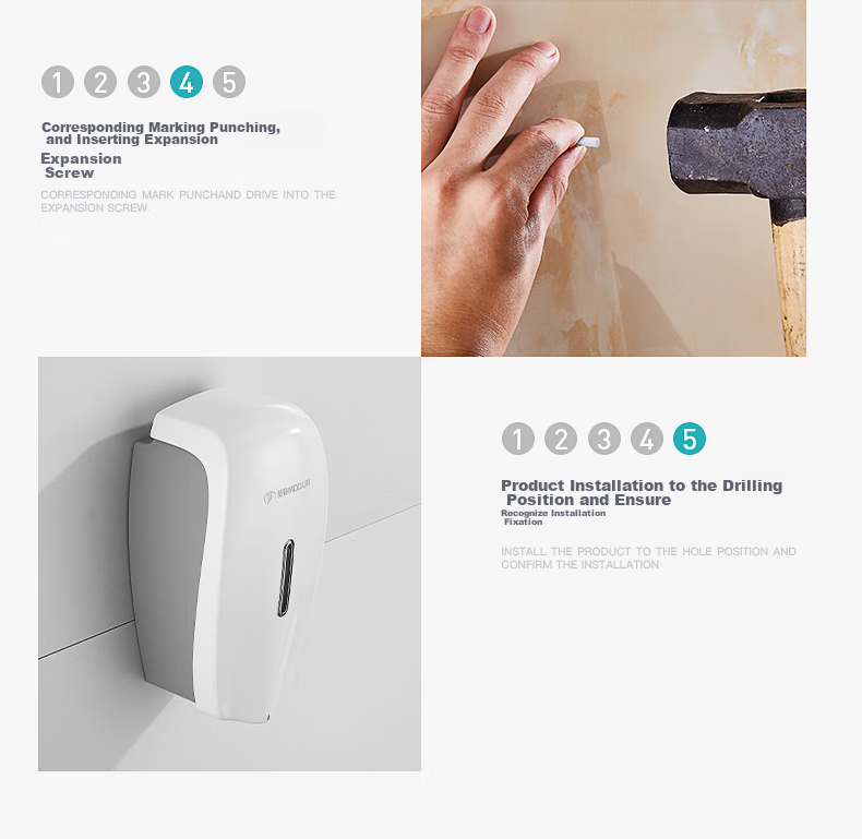 MODUN MD-6206 Wall-Mounted Dispenser for Hotel Hand Soap, No Drilling Required, Shower Gel Holder, Home Use Pump Bottle Soap Dispenser 10