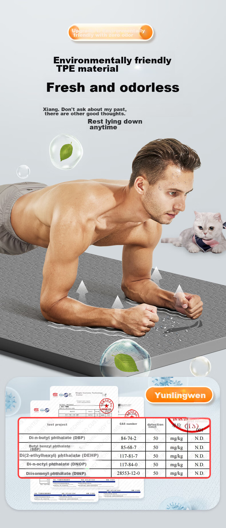 Li-Ning Yoga Mat, TPE Material, for Men, Thickened, Wide, Professional Non-Slip, for Jump Rope Exercises, Sports Mat, Quiet And Shock-Absorbing, Gray Color 13