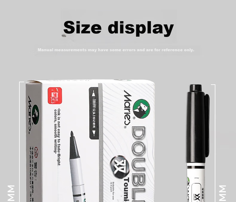 Marie's Double-Ended Fine Line Pen, 12-Pack, Black, Waterproof, Non-Fading, Oil-Based Chalky Marker, Signing Pen, Outlining Pen, Art-Specific, Elementary School Student Children's Water Pe 21