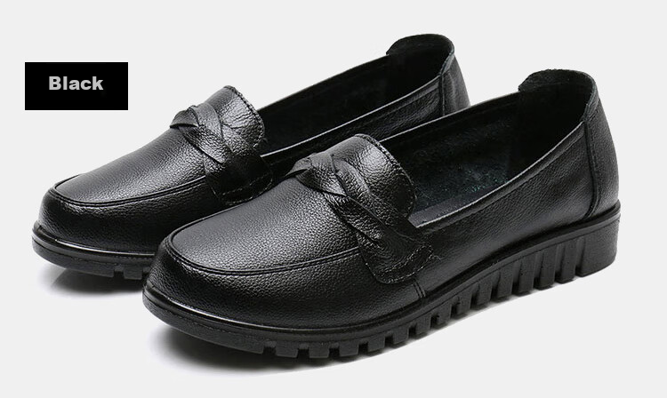 EGCHI Women's Shoes, Middle-Aged And Elderly Mom Shoes, Ladies Leather Shoes, Loafers, HD7518 Casual Style, Size 41 37