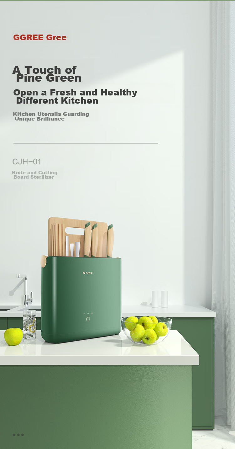Gree Knife And Chopstick Sterilizer [Large Version] Dual-Tier 99.9% Sterilization for Knives, Cutting Boards, And Chopsticks with Ultra-Strong Hot Air Drying And UV Sterilization CJH-02 1