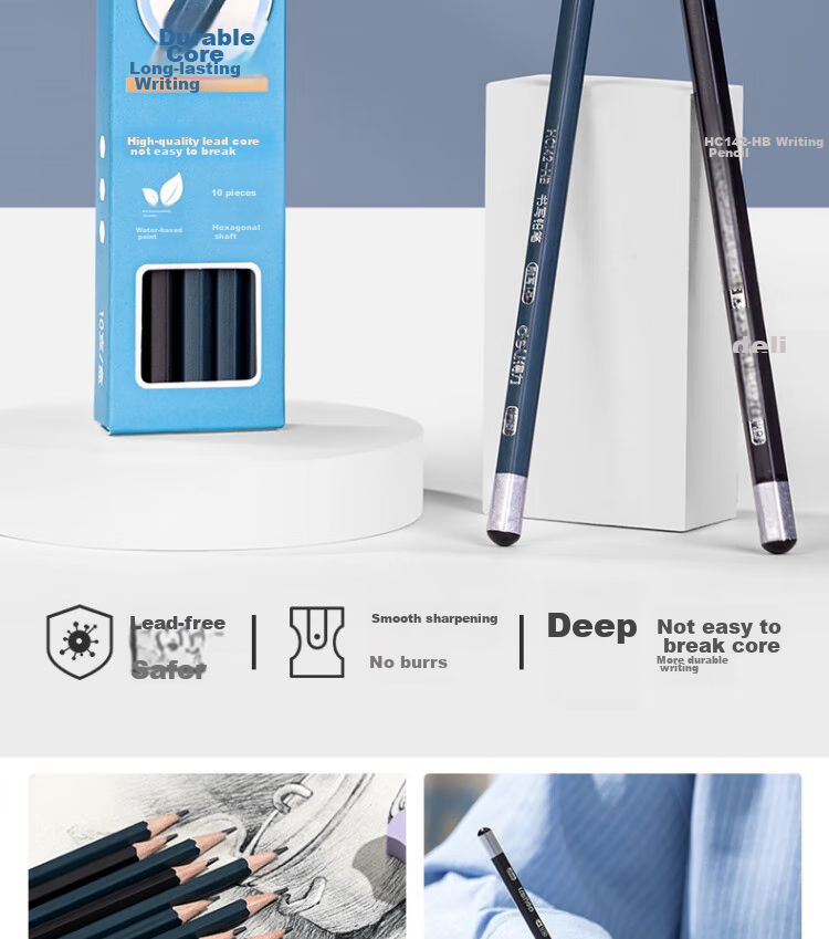 Deli Zhen Nai Xie Hexagonal Writing Pencil HB (10 Pieces/box), Drawing, Writing Practice, Doodling, HC142-HB, Student Back-To Stationery 2
