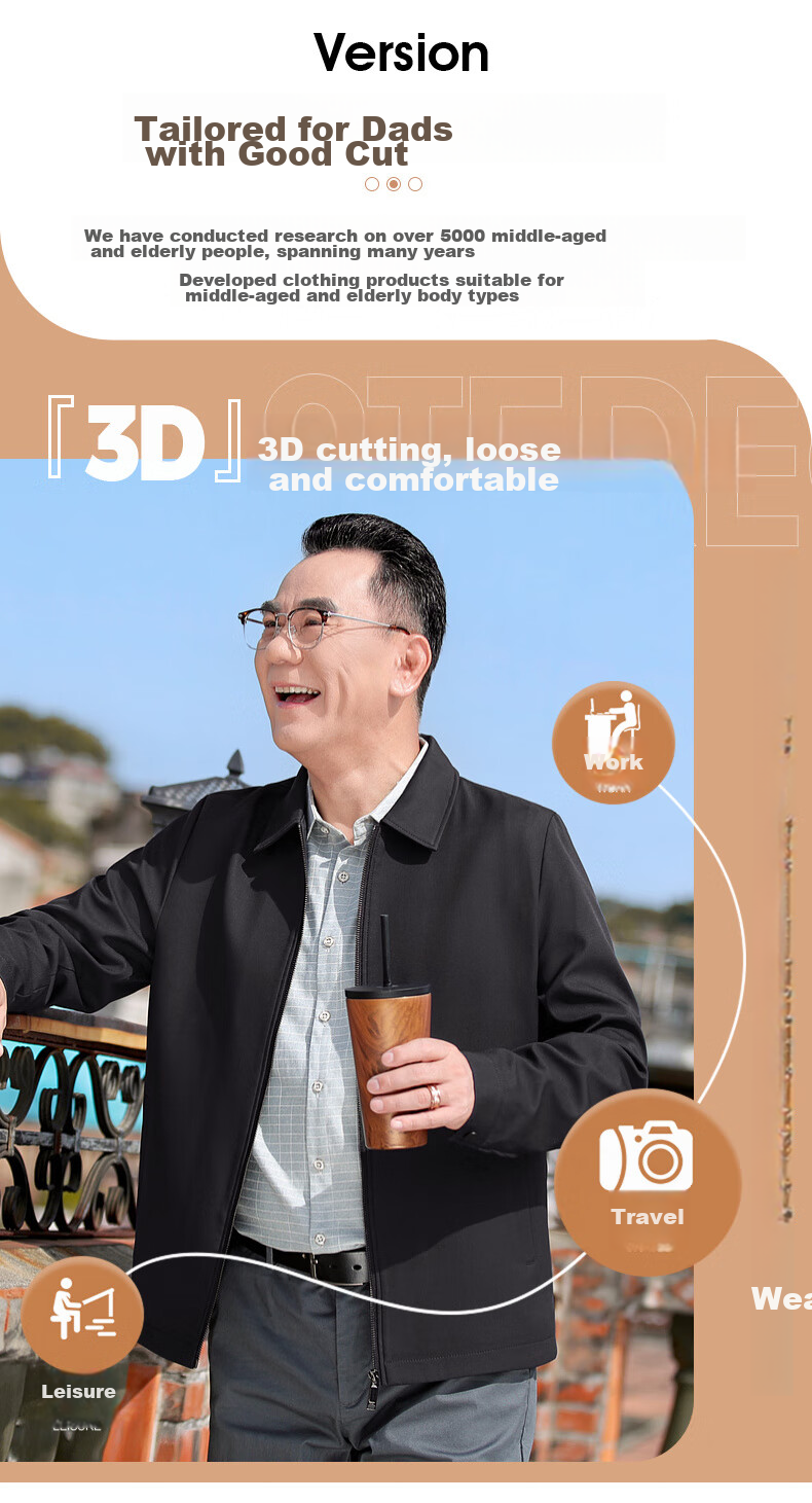 Baocaiyang Administrative Jacket for Men, Spring And Autumn Business Casual Lapel Loose Fit for Middle-Aged And Elderly Government Officials 3