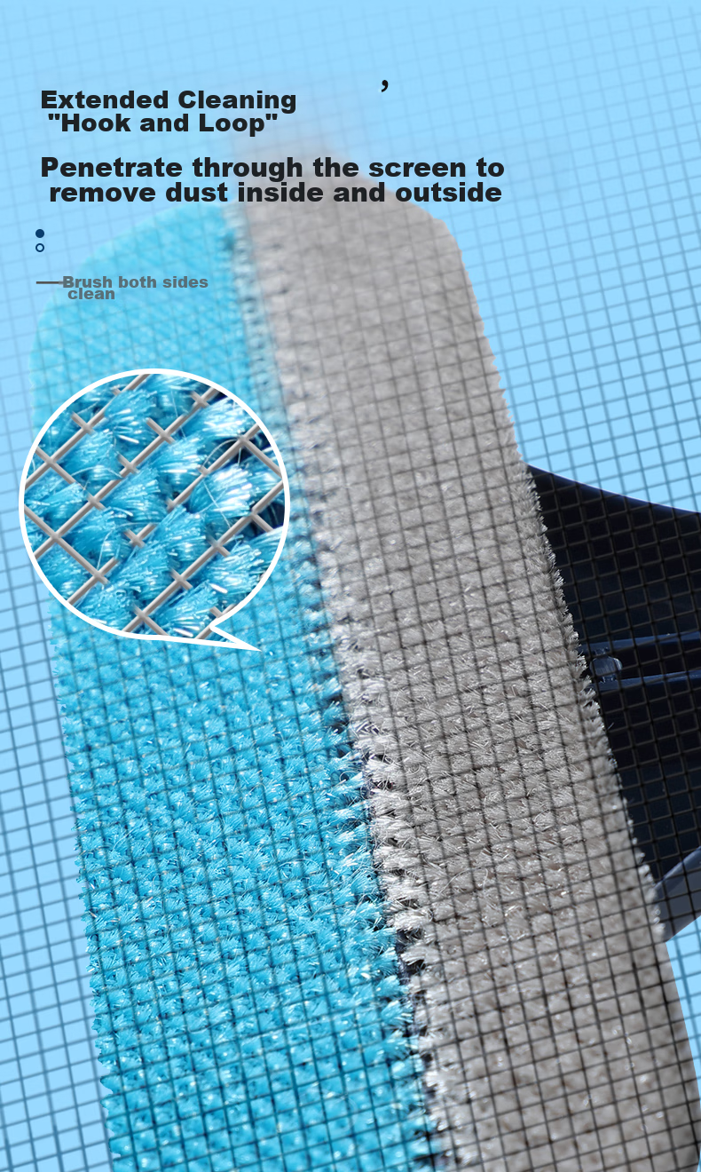 BAOJIAJIE [Yang Mi's Choice] Extended Window Screen Brush, No-Disassembly Cleaning Tool for Window Screens, Dual-Purpose Scraper And Brush with Bidirectional Bristles 3