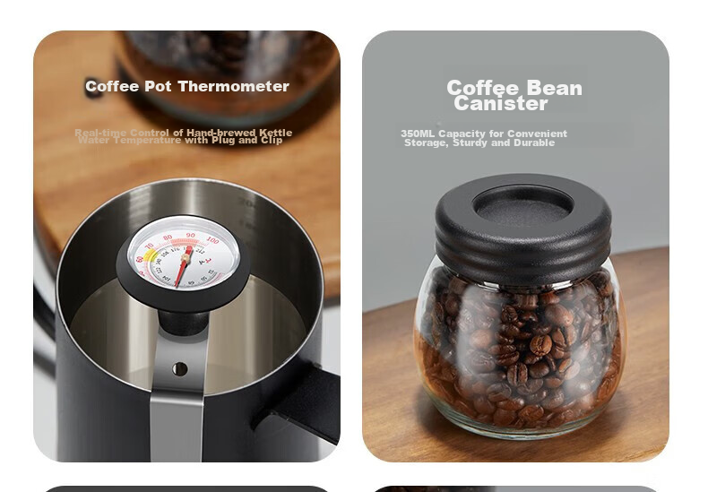 TEOTM Pour-Over Coffee Maker Set, Hand Grinder Coffee Machine, Manual Bean Grinder Set, Home Use Pour-Over Coffee Equipment Gift Box Set 18