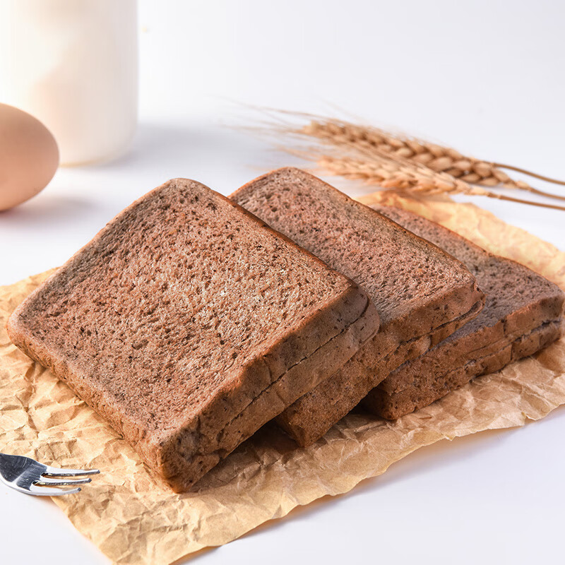 泓一黑麦全麦面包2斤 早餐吐司零食代餐粗粮饱腹健身食品1000g/箱