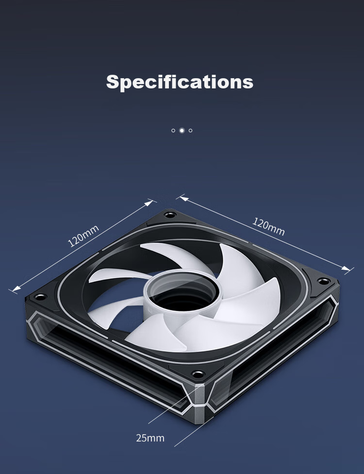 JONSBO FR-505B Iridescent Edition 12CM Case Fan (3-Sided & Axial Fan with Multi-Layer Mirror Effect/5V ARGB Motherboard Sync/PWM Male And Female Connectors) 16