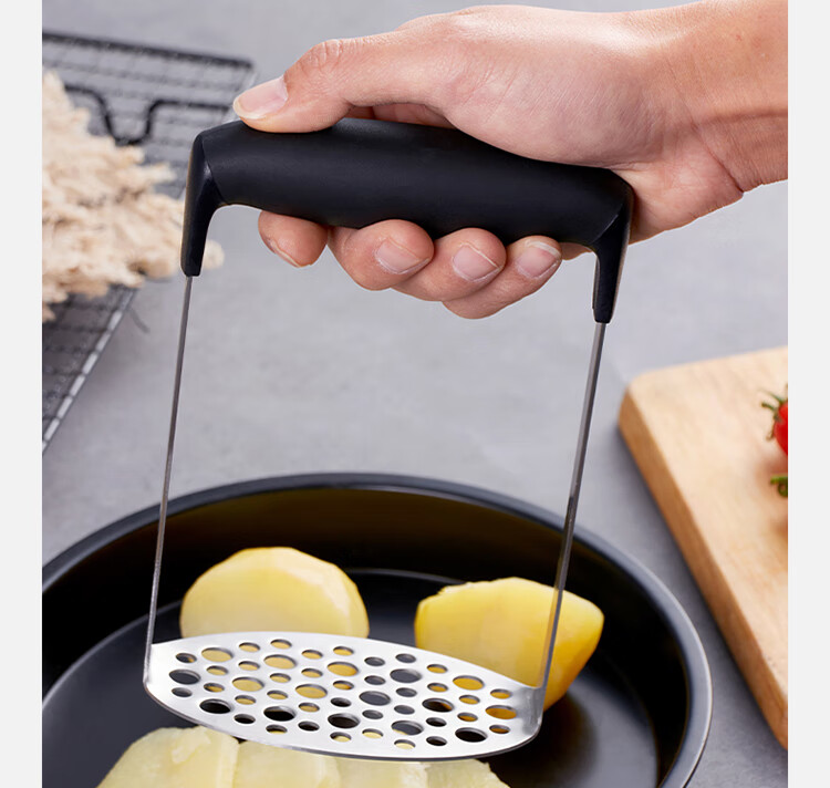 Baijie Stainless Steel Potato Masher, Manual Potato Press, Home Use Potato Masher, Potato Puree Crusher Tool, Baby Food Grinder 8