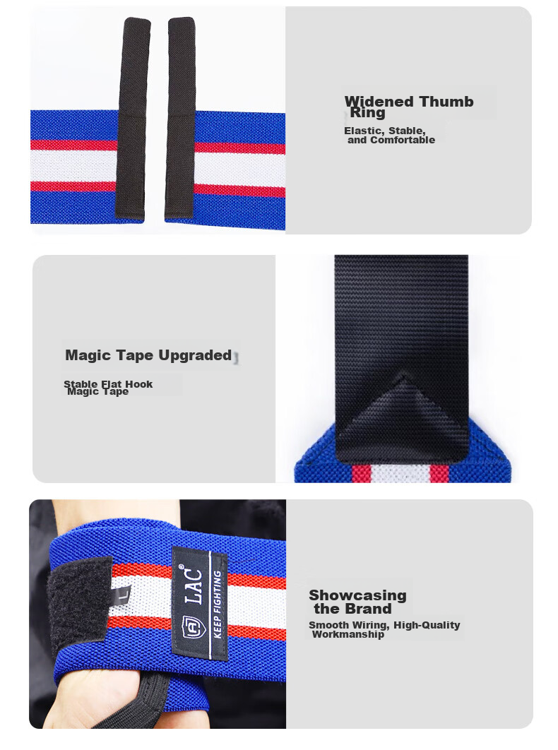 LAC Fitness Wrist Guard for Men, Bench Press Wrist Support, Weightlifting Strength Training Anti-Sprain Wraparound Sports Bandage Captain America 8