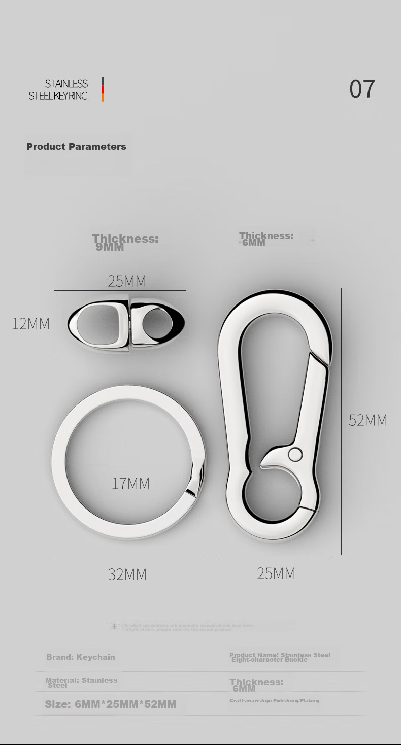 Laiben 304 Stainless Steel Universal Keychain, Men's Waist-Hanging Car Key Ring, High-Quality Key Fob, Creative Pendant 7