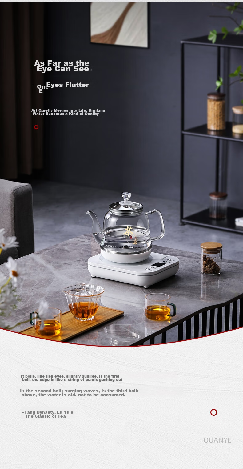 FUNORK Fully Automatic Electric Kettle with Water Pump, Glass Water Boiler for Tea Table, Integrated Tea Table And Coffee Table, Heat Preservation Tea Brewing Set, Electric Tea Stove RY-D2 White 1L 5