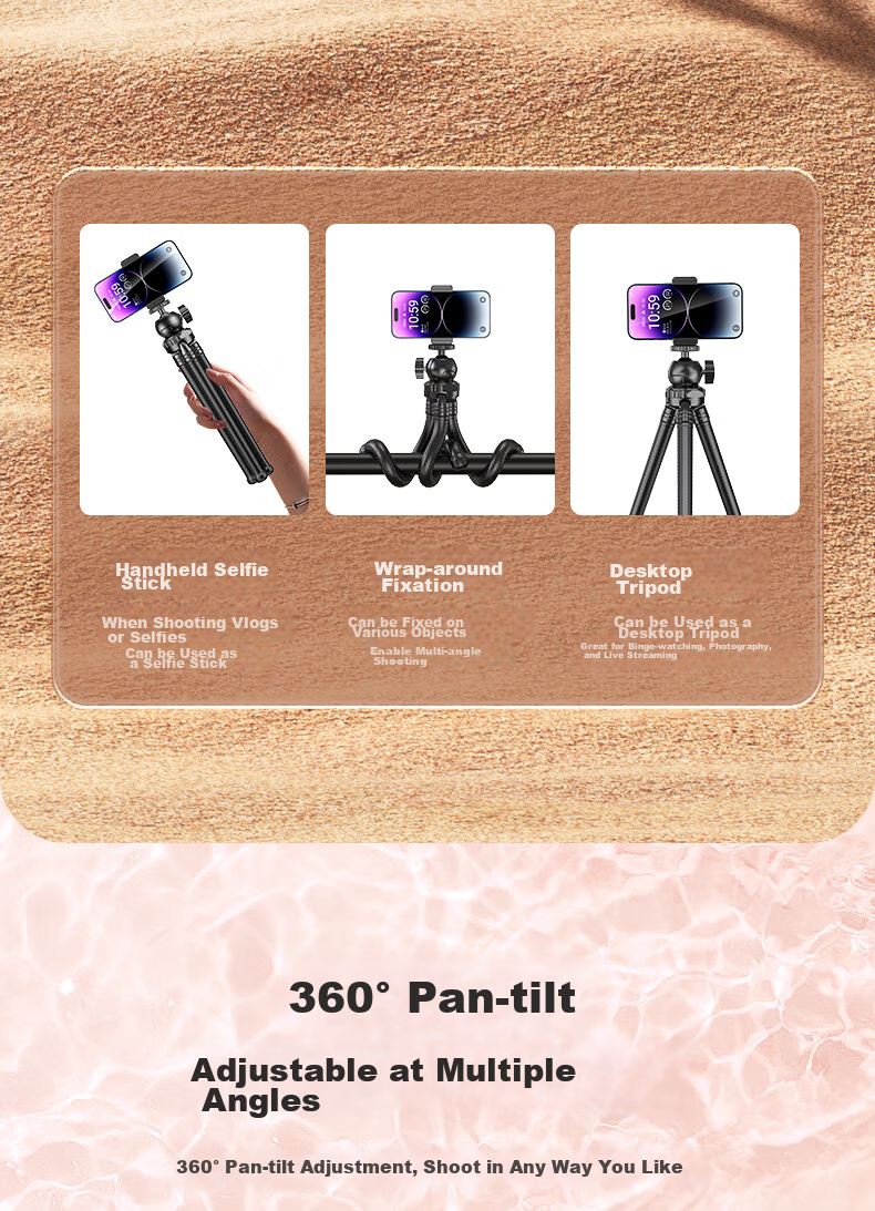 JIAHUACAI Multifunctional Versatile Octopus Tripod for Smartphones, Mirrorless Cameras, And DSLR Cameras, Suitable for Outdoor Selfies, Vlogging, Video Recording, Desktop Live Streaming, Mini Foldable Versatile Desig 2