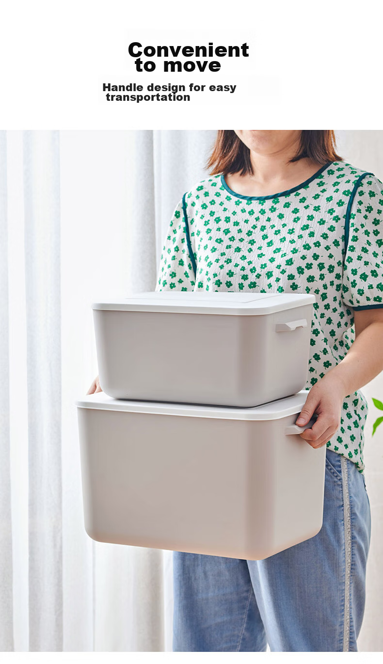 Youjialiangpin Plastic Storage Box, Clothes Organizer, 20L*2+10L*2, Khaki Color, with Lid, Insect-Proof, for Home Use 5