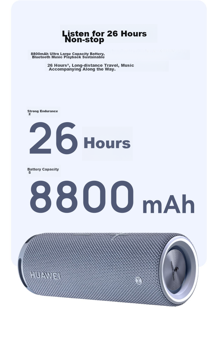 HUAWEI Sound Joy 2 Bluetooth Version, Portable Speaker for Watching Football Season, Computer Speakers, Two-Unit Stereo Long Battery Life Outdoor High-Fidelity Waterproof Gift, Obsidian Black 8