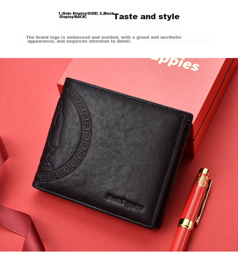 Hush Puppies Wallet, Short Business Casual Brand Embossed Billfold, Gift Box Set, Father's Day Gift for Boyfriend 6