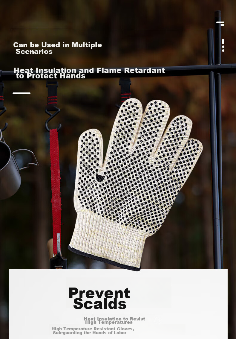 SHENGLI Heat-Resistant Gloves, 500-Degree Anti-Scalding Gloves, Industrial-Grade Thickened Insulated Double-Sided Silicone Non-Slip, Barbecue Oven Microwave Labor Protection Gloves, 1 Pair, GHX500D 5