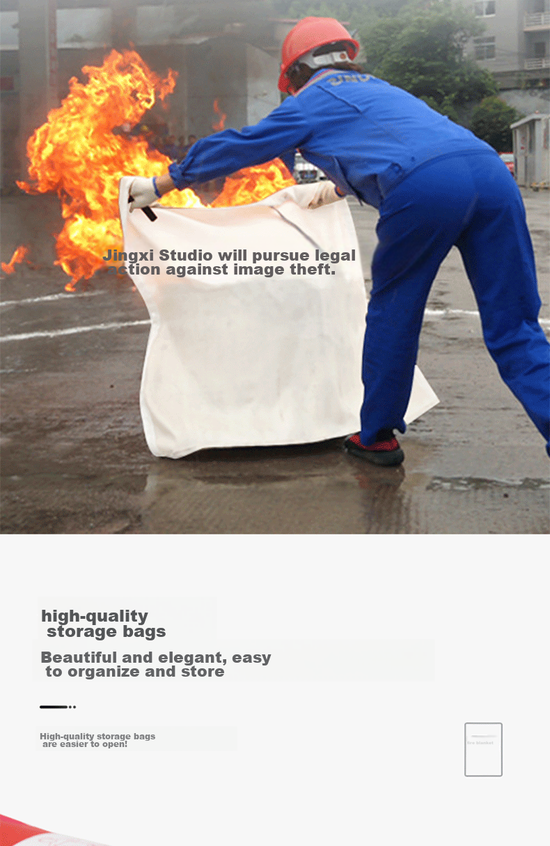JINGXI Fire Blanket, Fiberglass Fire-Resistant Mat, for Home Kitchen And Canteen Use, Bagged Escape Blanket, 1.8m X 1.8m Extra Large Size 7