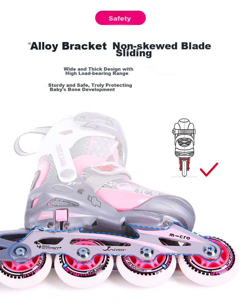 Micro Migu Co-Branded COSMOID Roller Skates for Children, Boys And Girls, Straight-Line Inline Skating, Hard Shell, Beginner Level, JOY Blue Package, Size L 10