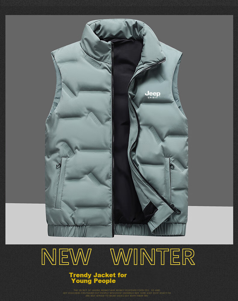 JEEP SPIRIT Men's Down Vest, Autumn And Winter Sleeveless Jacket, Short Gilet, Duck down Warm Vest Top, Black, 3XL 5