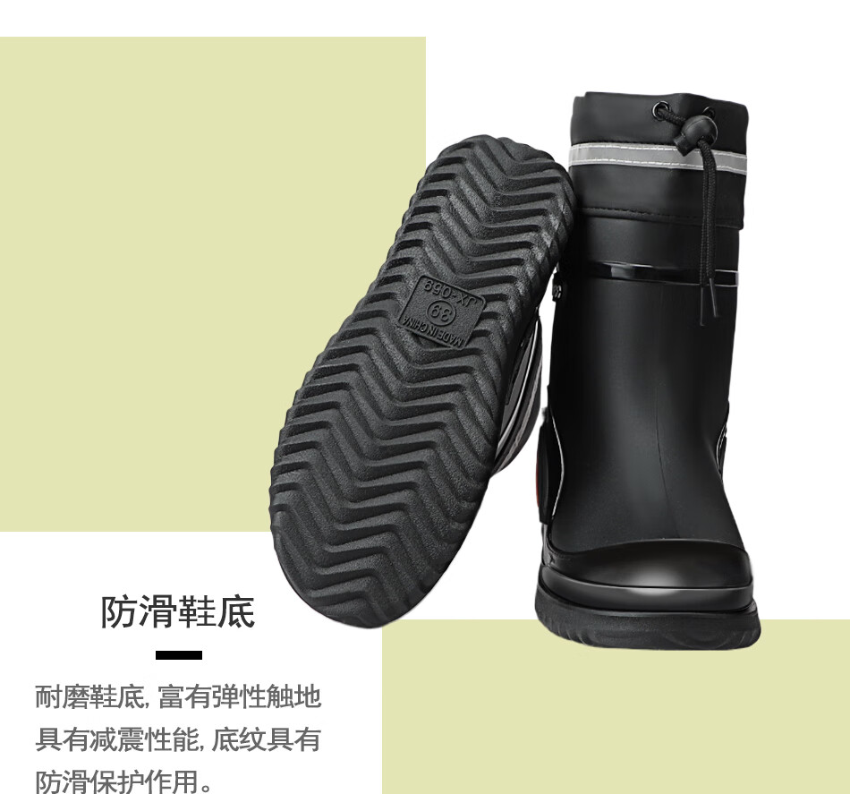 SooGree Men's Mid-Calf Waterproof Non-Slip Durable Rain Boots Outdoor Work Fashion Rubber Shoes 6
