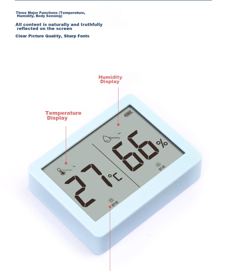 Deli Indoor Temperature And Humidity Meter LCD Electronic Thermometer And Hygrometer Gift for Elderly Children Birthday Present Baby Room Office Supplies White LE500-WH 9