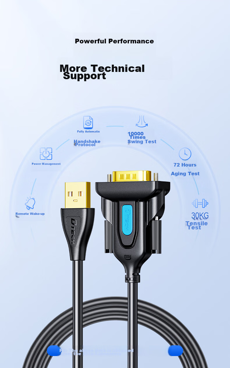 DTECH USB to RS232 Serial Cable, USB to DB9 Male Adapter Cable, Compatible with Attendance Machine, Cash Register, Label Printer, COM Port Debugging Cable, PLC Cable, IOT5075-2M 8