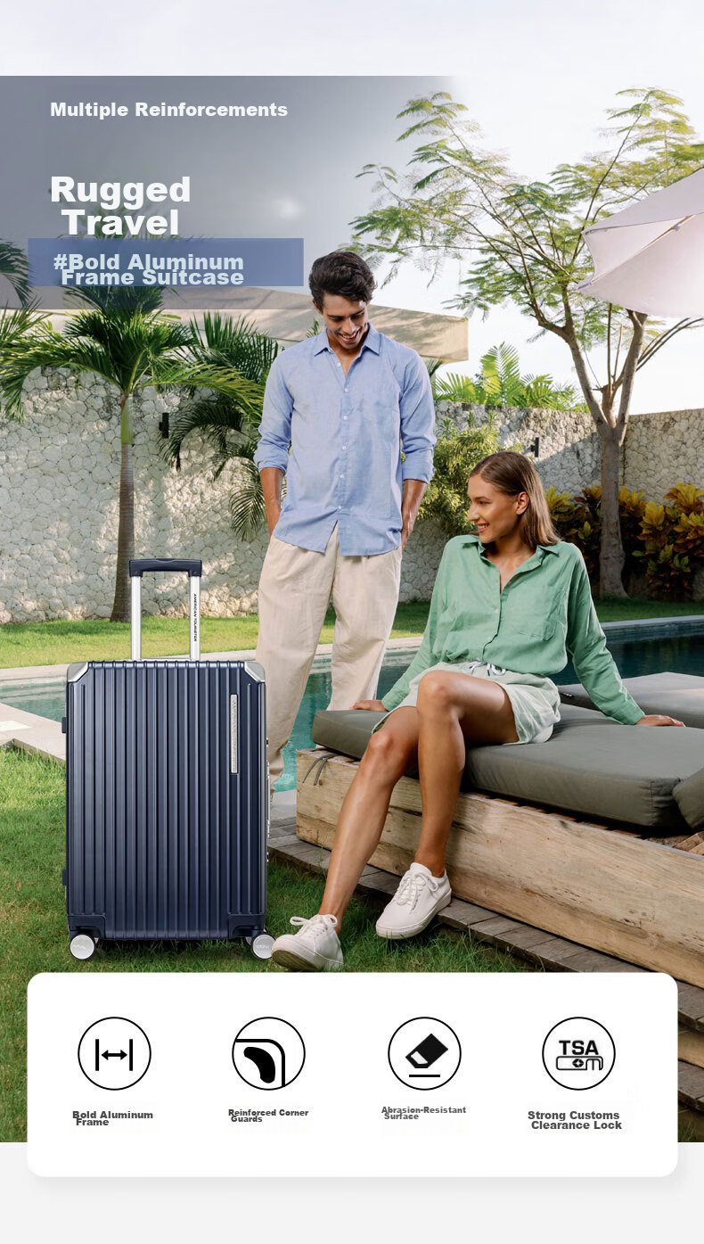 AMERICAN TOURISTER Luggage, 20-Inch Simple And Stylish Suitcase, Trolley Case for Men And Women, Travel Case with Frame, Silver Color, NH7 Combination Lock Suitcase 1