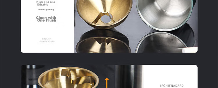 Jidukongjian Thickened Windproof And Ash-Proof Stainless Steel Ashtray, Home Office Desk Decoration, Dark Gree 24