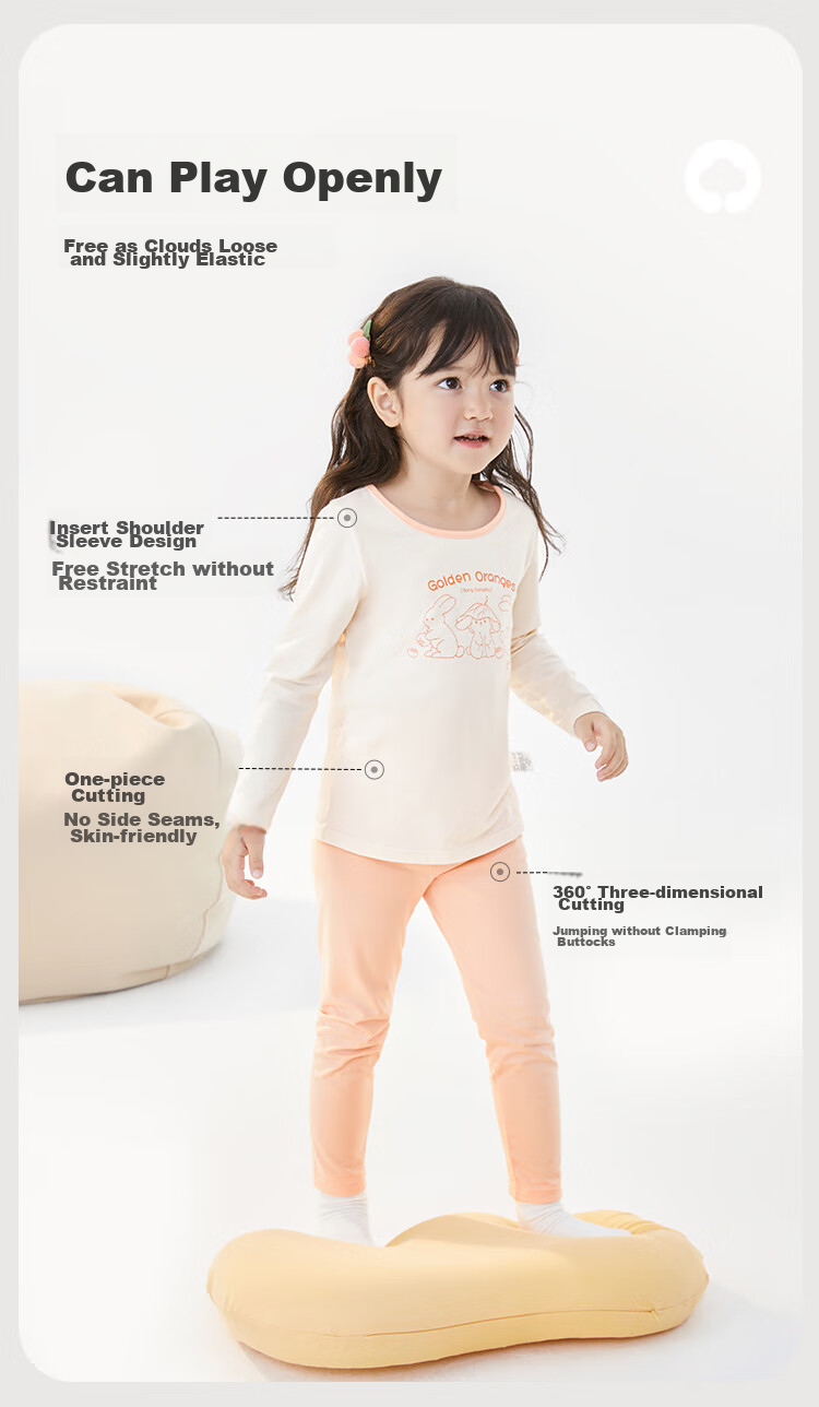 BALABALA Girls' Underwear Set, Cotton Autumn Children's Base Layer, Baby Thermal Underwear, Autumn Top And Pants, Pajamas, 208924169004 4