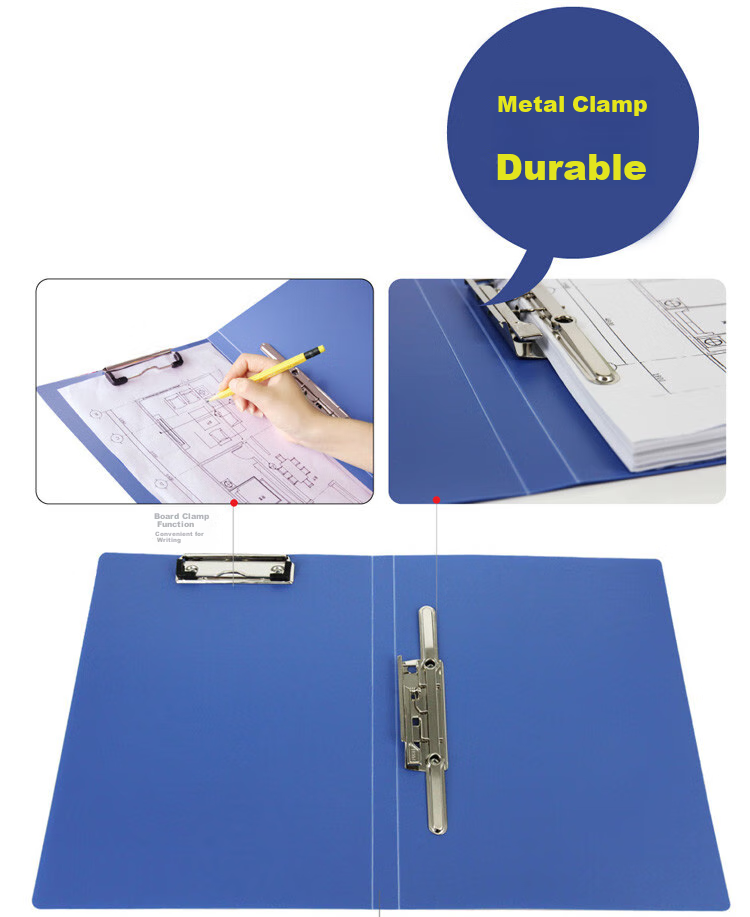 Deli A4 Metal Long Clip + Board Clip Hard File Folder, Office Supplies, Large Capacity Exam Paper Archive Tender Contract Document Folder, Poetry Recitation Signing Clipboard, 5419 Blue 3