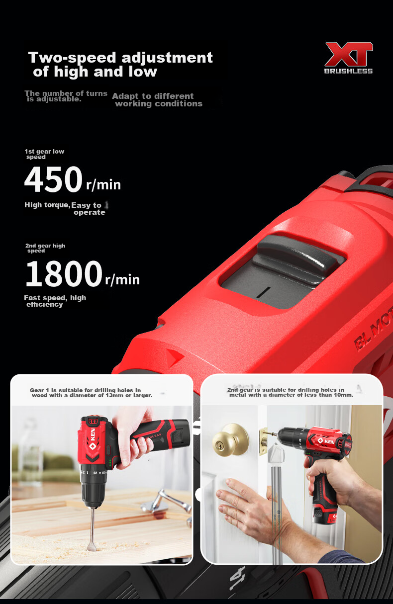 KEN 12V Impact Drill Q12XT-2 Brushless Lithium Drill, Multi-Functional Electric Drill, Household Screwdriver, Power Tool 11