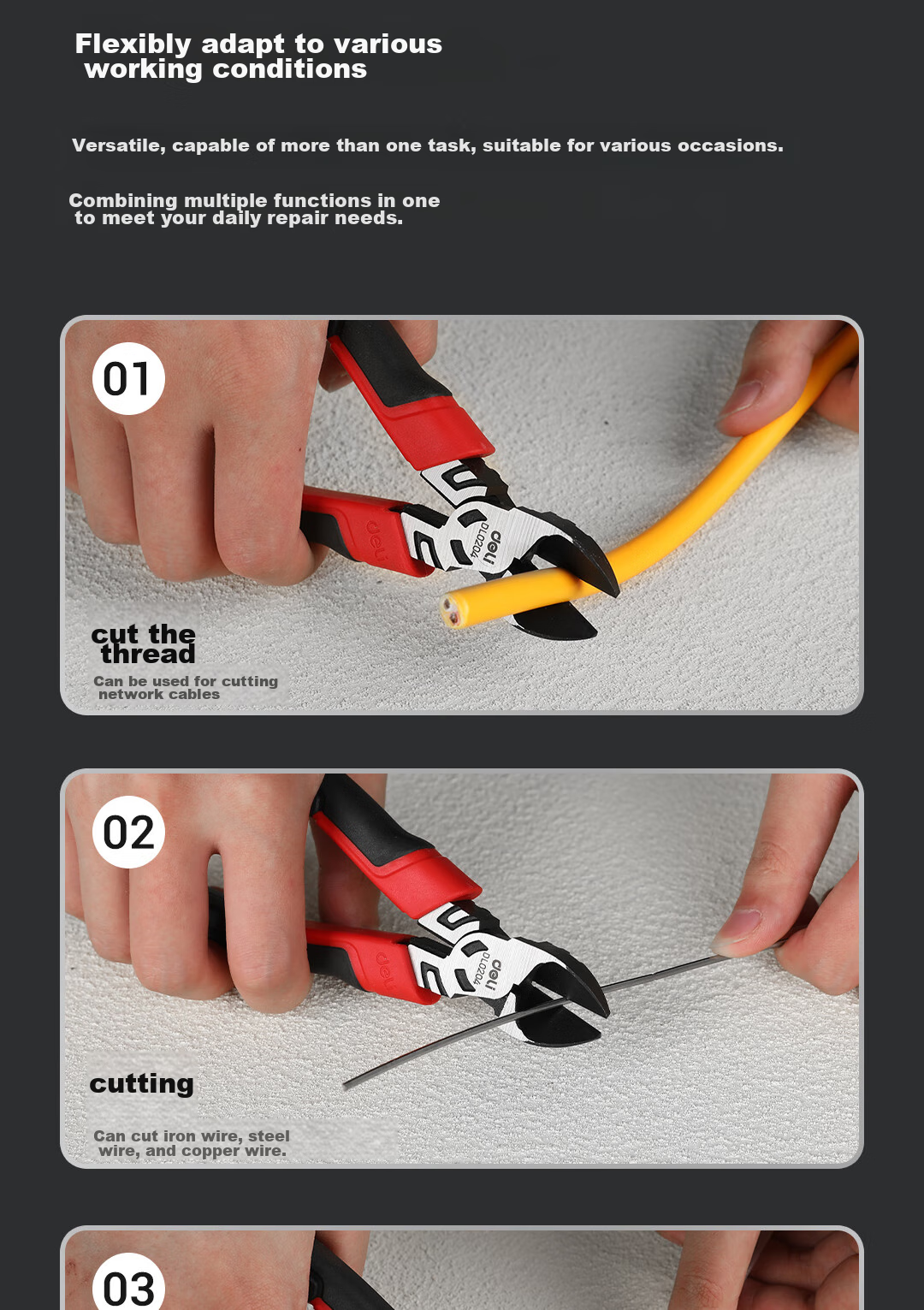 Deli Professional Heavy-Duty Diagonal Cutting Pliers with Rubber Handle, Alloy Steel Diagonal Pliers, Wire Cutters, 6 Inches 6