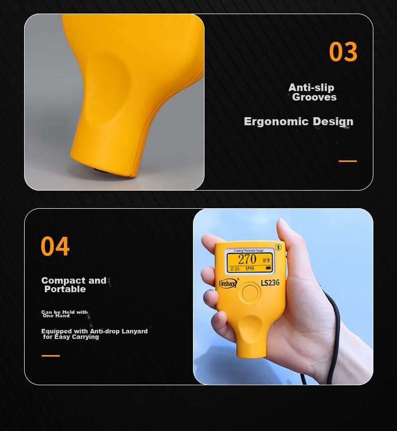 Linshang Bluetooth Rechargeable Paint Film Meter LS237, Used Car Iron Powder Putty Paint Surface Detector, Coating Thickness Gauge 21