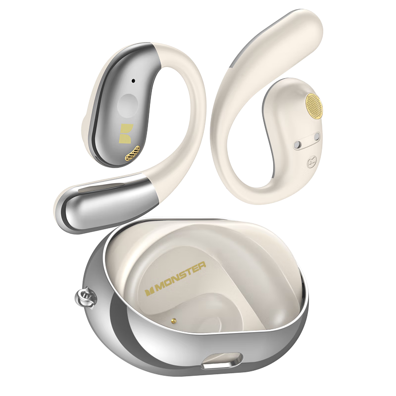 Monster AC360 Small Coconut Ball True Wireless Bluetooth Headphones, Rotating Ear-Hook Style, Call Noise Reduction, Sports Long Battery Life, Flowing Gold