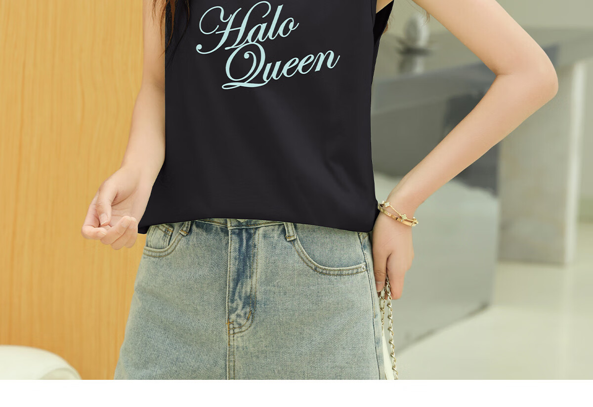 Halo Queen Women's American Style Sleeveless Tank Top Summer Casual Sports T-Shirt H142D3002 25