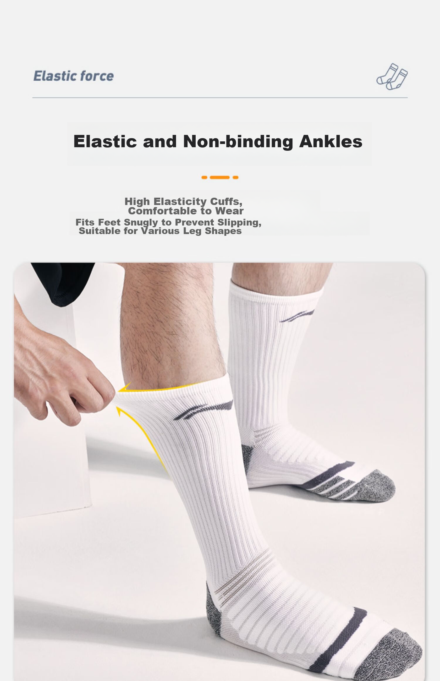 Li-Ning Basketball Socks for Men And Women, Sports Socks with Terry Bottom for Running (Black And White, 2 Pairs), Durable Non-Slip Elite Socks 14