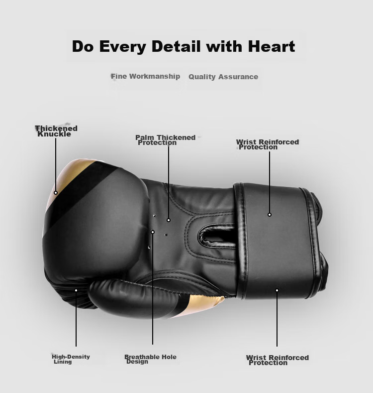 INVUI Boxing Gloves for Adults And Children, Free Fighting Training Gloves for Men And Women, Combat Competition Boxing Gloves, Black Gold 10oz 2