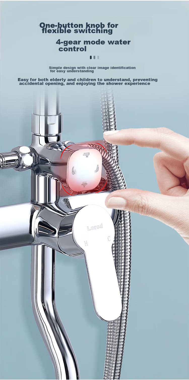Larsd Shower Head Set, Square Spray Gun Shower Head, Silver Shower Faucet, High-Pressure Shower Head Complete Set F816 10