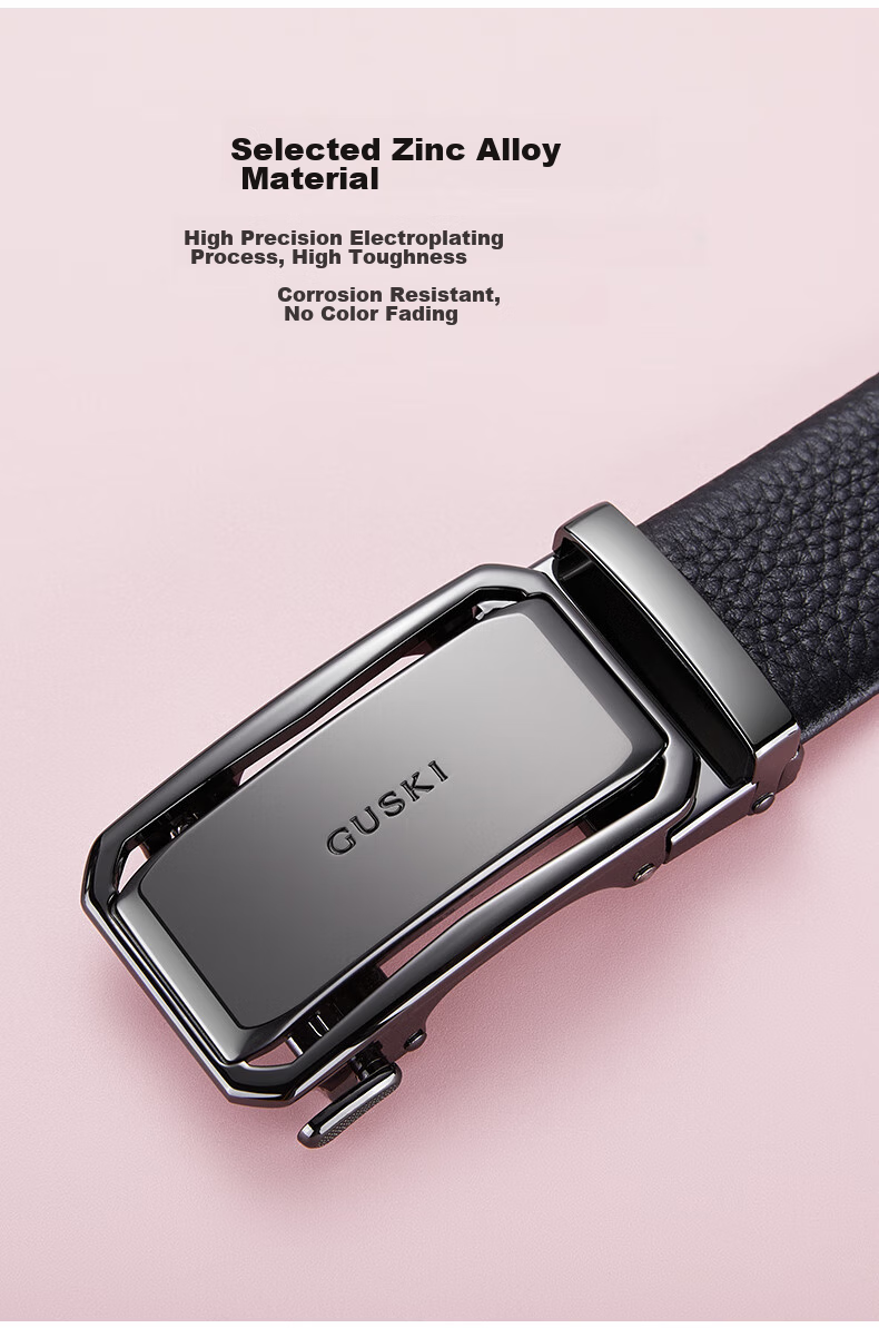 GUSKI Brand Men's Leather Belt with Automatic Buckle, Waist Belt, Gift Box, Birthday Present for Boyfriend Or Husband 8