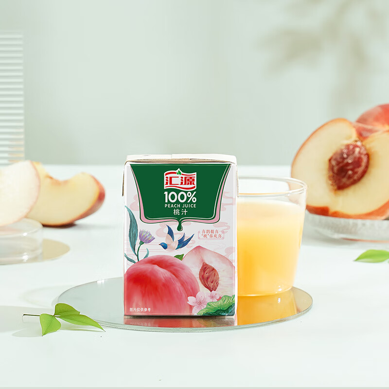 汇源100%桃汁整箱果汁健康饮料200ml*24盒节日送礼宴请